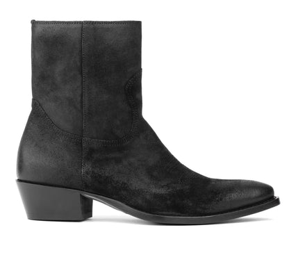 To Boot New York Atticus Black Suede Western Zip Boot