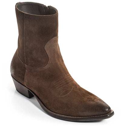 To Boot New York Atticus Dark Brown Suede Western Zip Boot