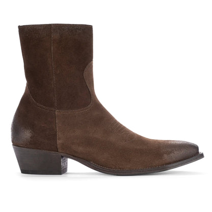 To Boot New York Atticus Dark Brown Suede Western Zip Boot