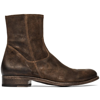To Boot New York Belvedere Mid Brown Waxed Suede Zip Boot