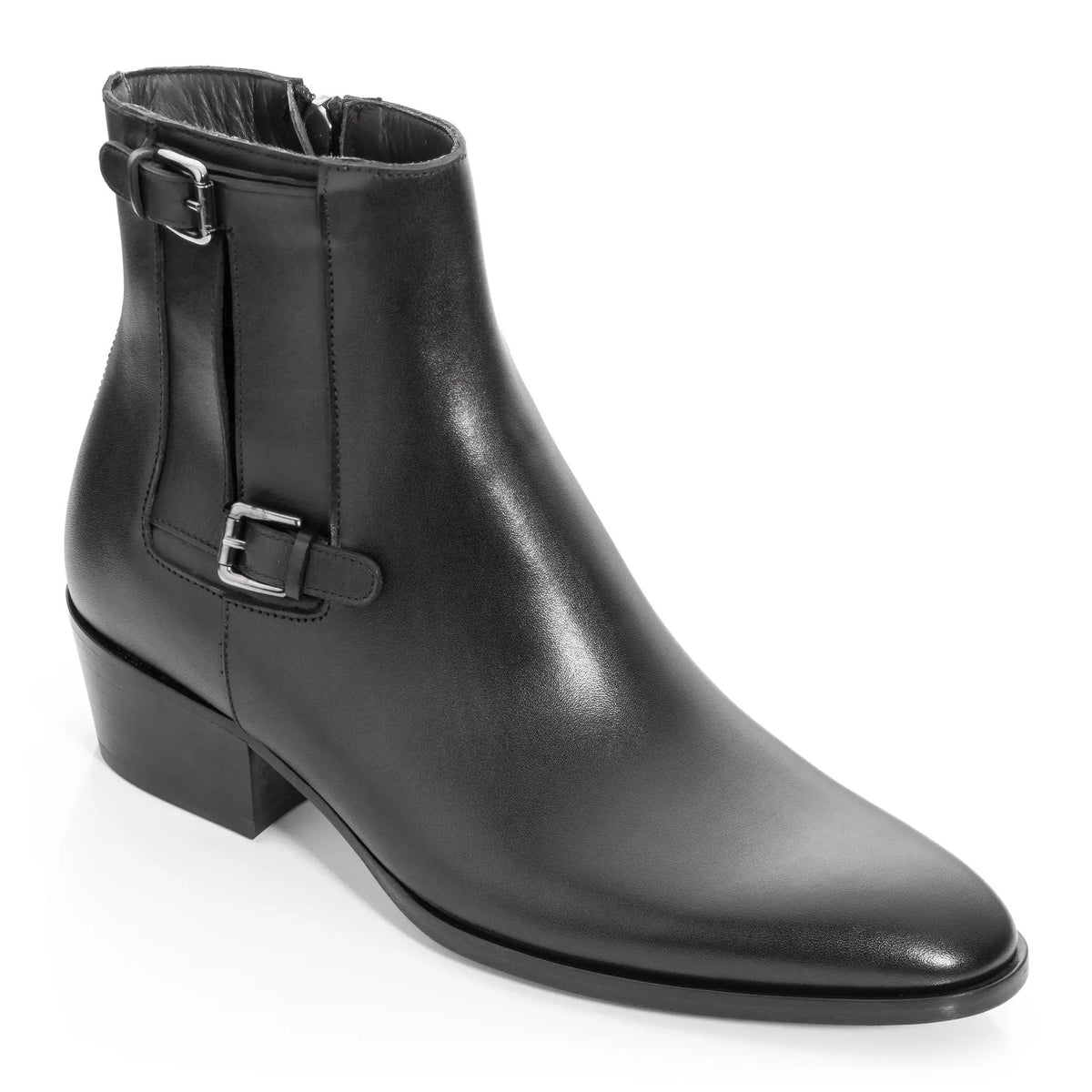 To Boot New York Bonn Black Calf Leather Double Buckle Zip Boot