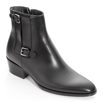 To Boot New York Bonn Black Calf Leather Double Buckle Zip Boot