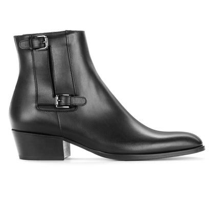 To Boot New York Bonn Black Calf Leather Double Buckle Zip Boot