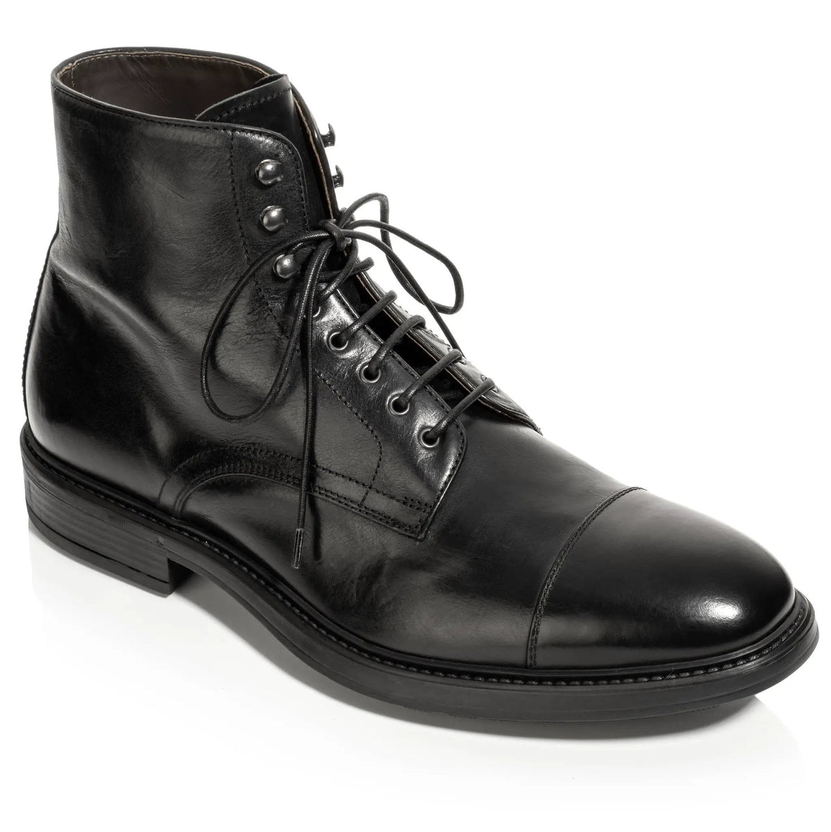 To Boot New York Burkett Black Calf Leather Cap Toe Lace Boot