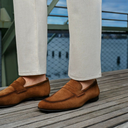 To Boot New York Aldrin Mid Brown Suede Penny Loafer