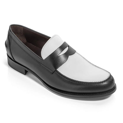 To Boot New York Atlantis Two-Tone Black & White Box Calf Leather Penny Loafer