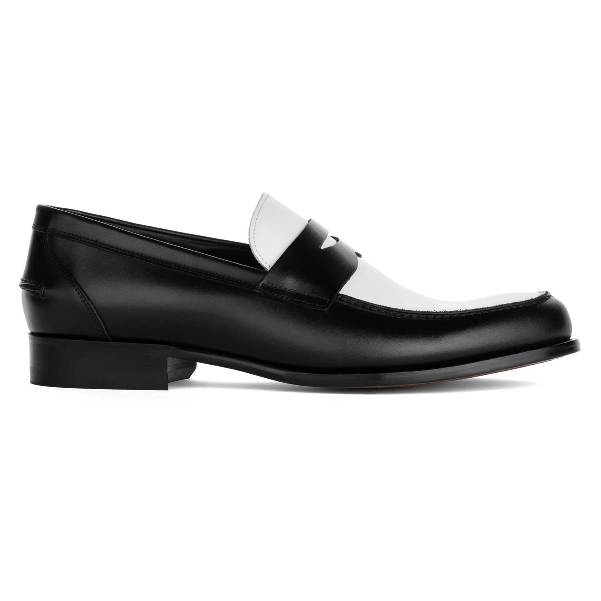 To Boot New York Atlantis Two-Tone Black & White Box Calf Leather Penny Loafer