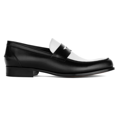 To Boot New York Atlantis Two-Tone Black & White Box Calf Leather Penny Loafer