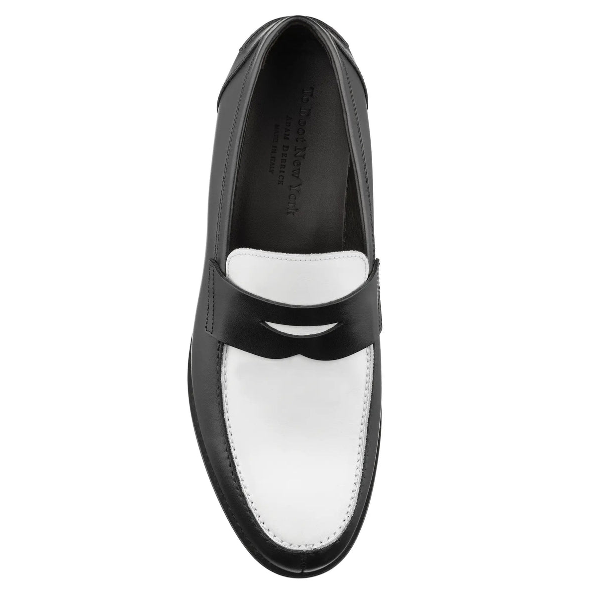 To Boot New York Atlantis Two-Tone Black & White Box Calf Leather Penny Loafer