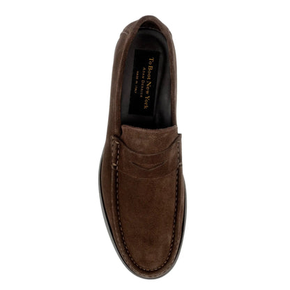 To Boot New York Belfast Dark Brown Suede Penny Loafer