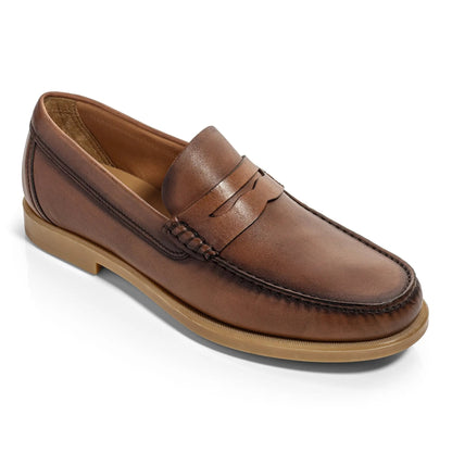 To Boot New York Bennett Burnished Tan Brown Baby Calf Leather Penny Loafer