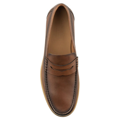 To Boot New York Bennett Burnished Tan Brown Baby Calf Leather Penny Loafer