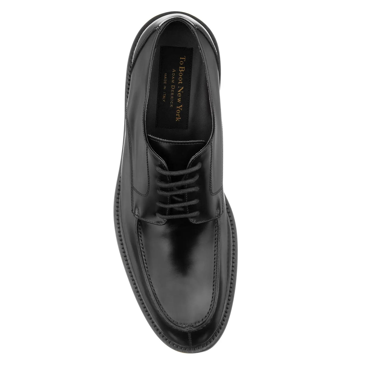 To Boot New York Curtis Black Calf Leather Apron Toe Derby Oxford