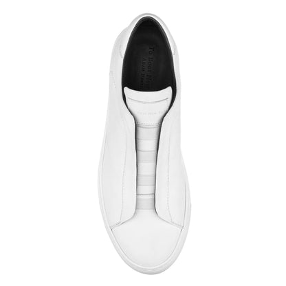 To Boot New York Bolla White Soft Calf Elastic Slip-On Sneaker