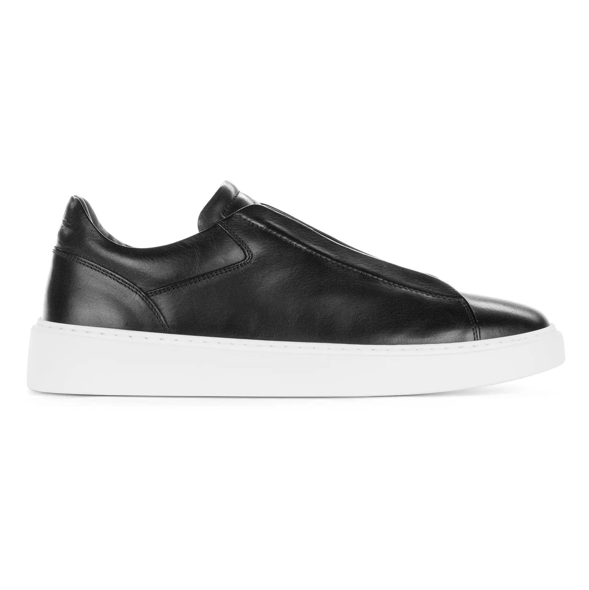 To Boot New York Campion Black Calf Leather Elastic Slip-On Sneaker