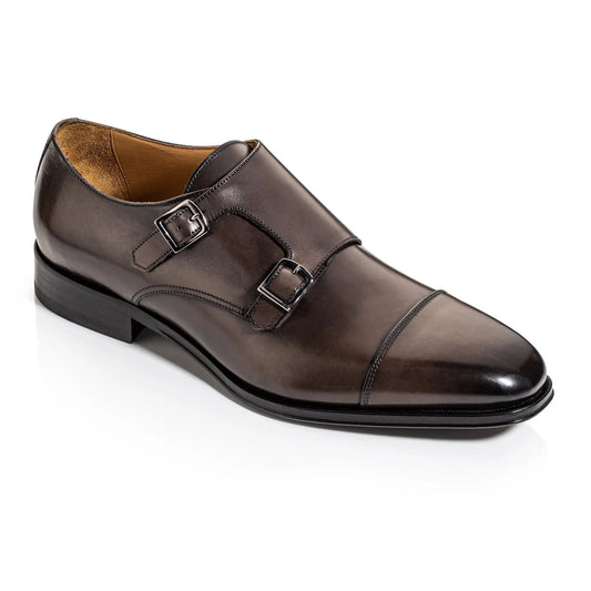 To Boot New York Dakota Ashen Brown Leather Cap Toe Double Monkstrap