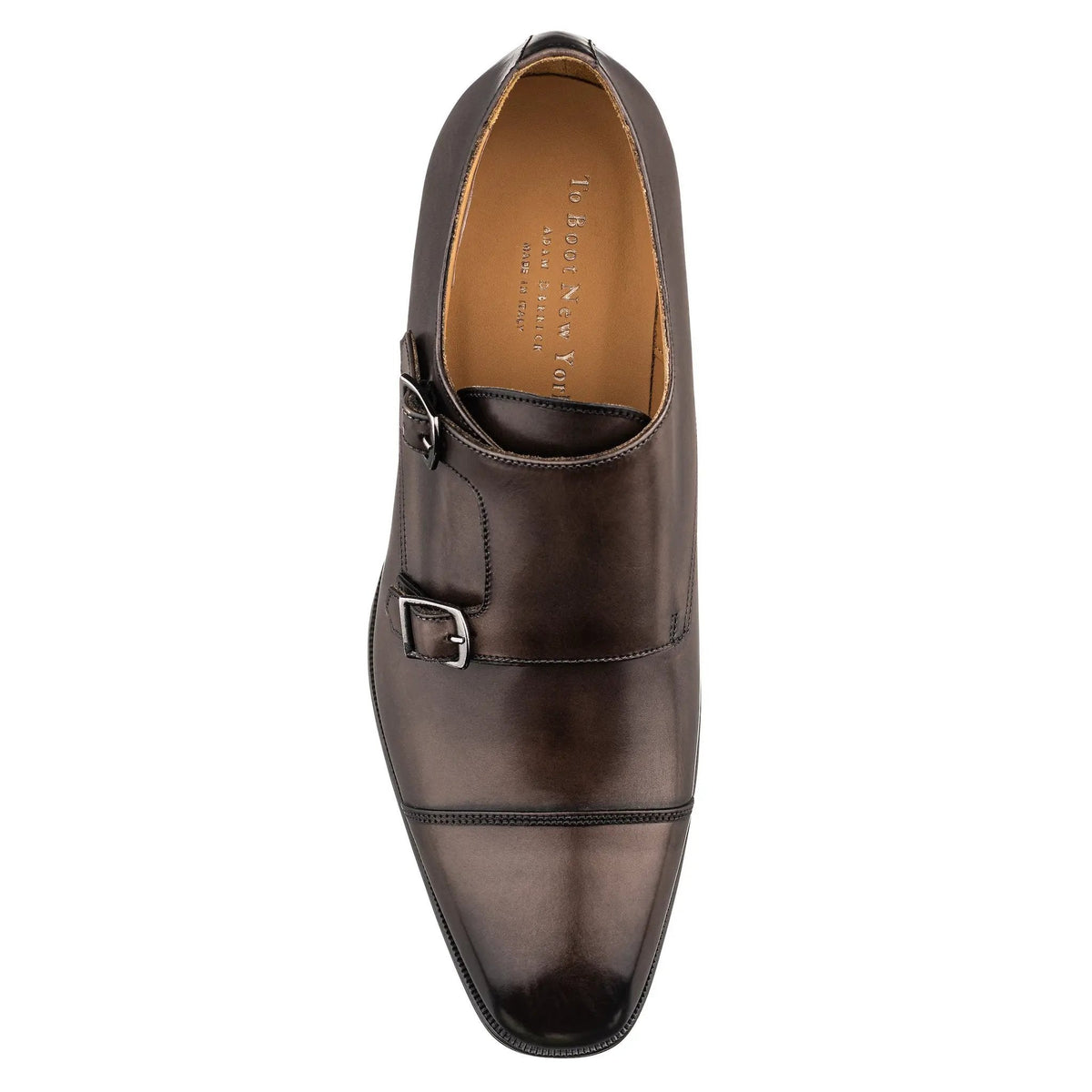 To Boot New York Dakota Ashen Brown Leather Cap Toe Double Monkstrap