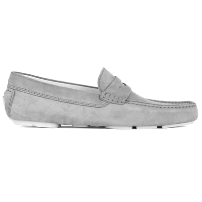 To Boot New York Carmel Light Grey Suede Penny Loafer Driving Shoe
