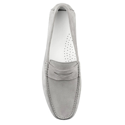 To Boot New York Carmel Light Grey Suede Penny Loafer Driving Shoe