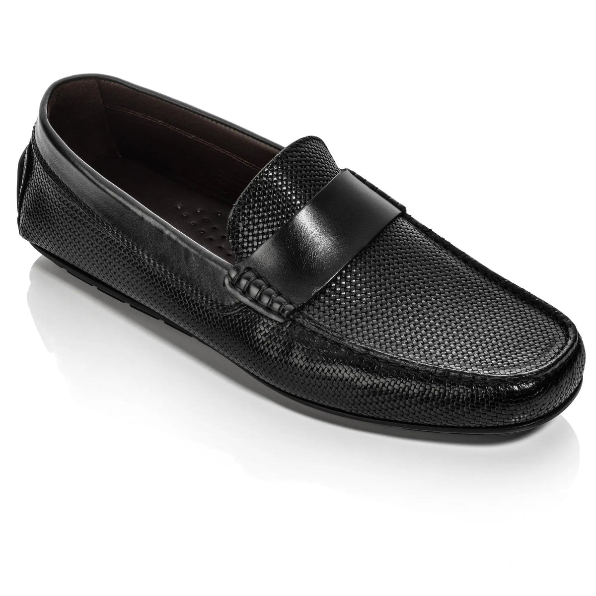 To Boot New York Magnus Black Embossed Driving Shoe