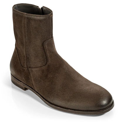 To Boot New York Nils Dark Brown Waxed Suede Plain Toe Zip Boot
