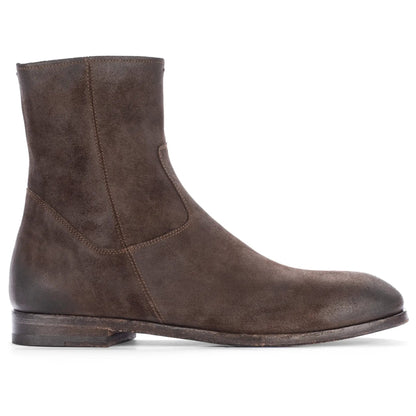 To Boot New York Nils Dark Brown Waxed Suede Plain Toe Zip Boot
