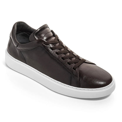 To Boot New York James Dark Brown Calf Stretch Lace Luxury Low-Top Sneaker