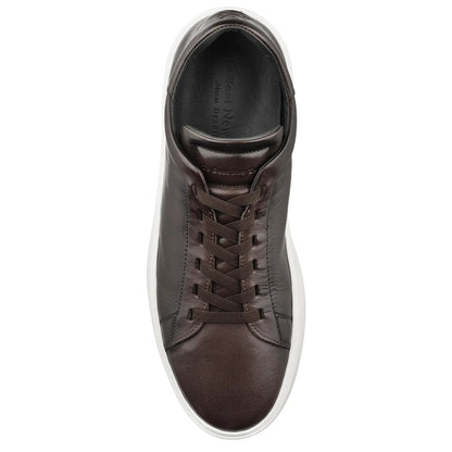 To Boot New York James Dark Brown Calf Stretch Lace Luxury Low-Top Sneaker