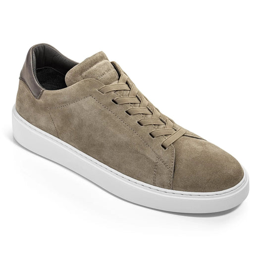To Boot New York James Taupe Suede Stretch Lace Luxury Low-Top Sneaker