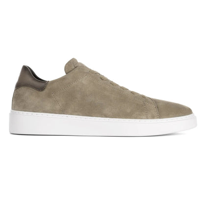 To Boot New York James Taupe Suede Stretch Lace Luxury Low-Top Sneaker