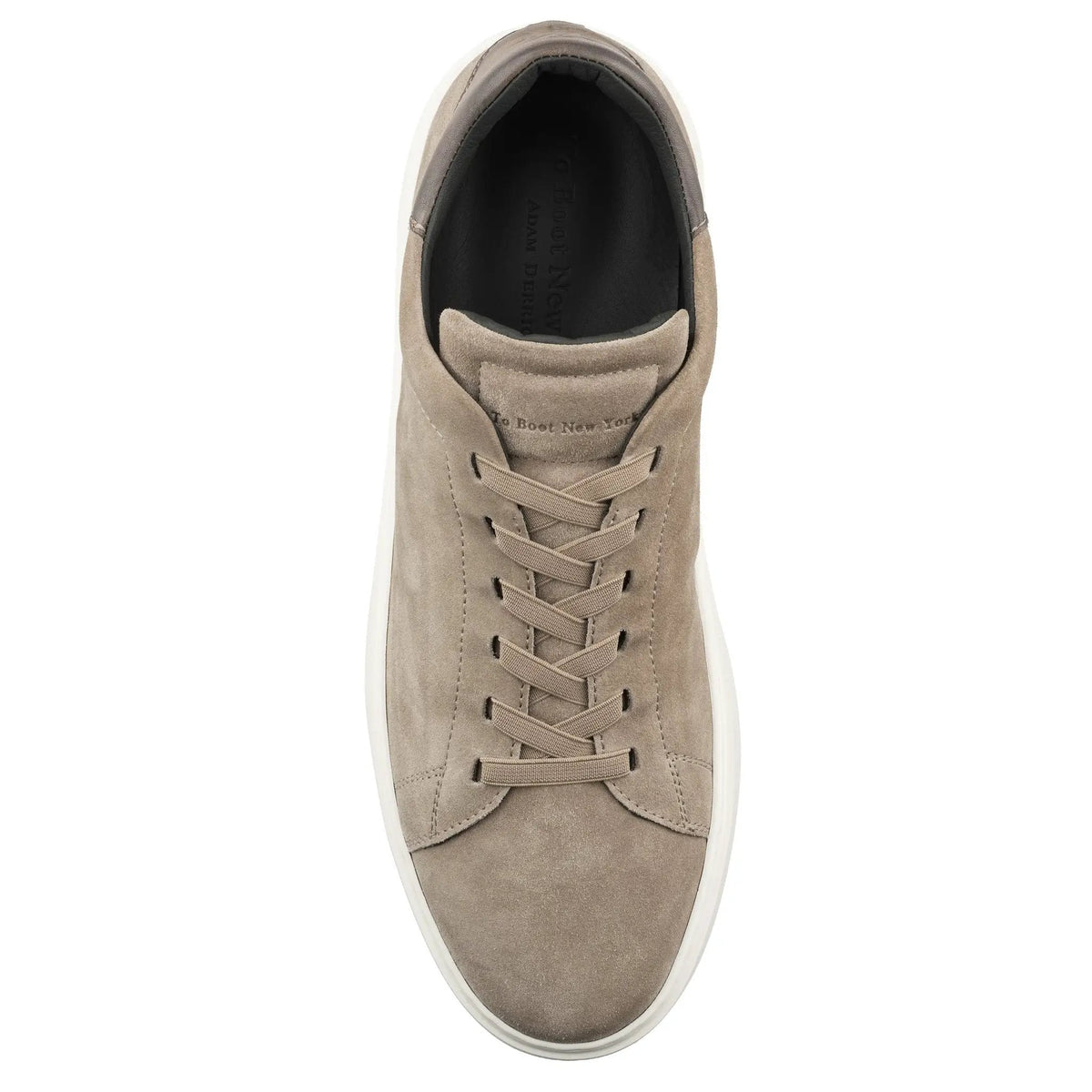 To Boot New York James Taupe Suede Stretch Lace Luxury Low-Top Sneaker