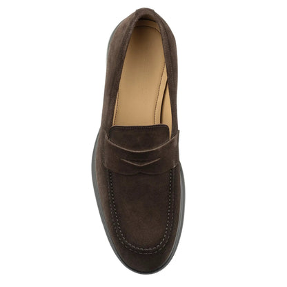 To Boot New York Joey Water-Repellent Dark Brown Suede Penny Loafer