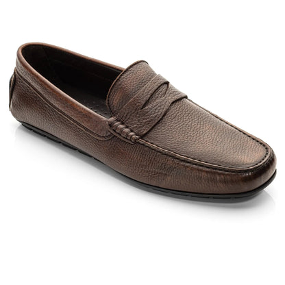 To Boot New York Vieques Mid Brown Deerskin Penny Driving Loafer