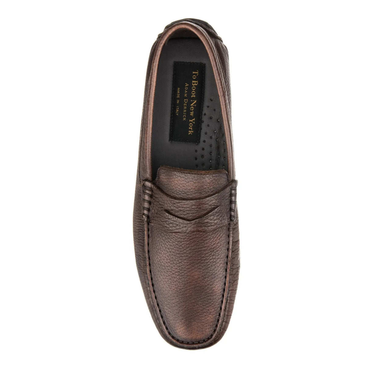 To Boot New York Vieques Mid Brown Deerskin Penny Driving Loafer