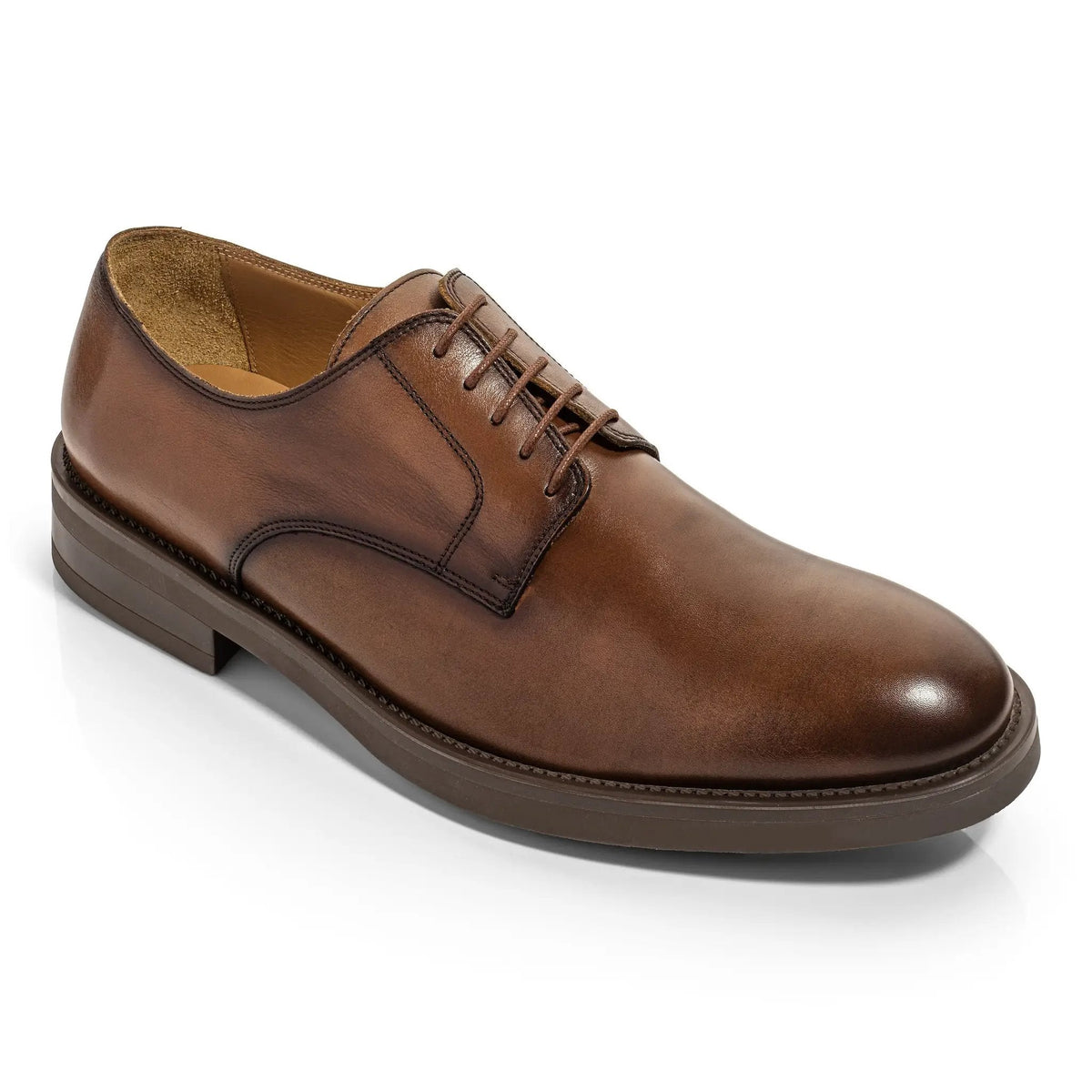 To Boot New York Dustin Brown Leather Plain Toe Lace-Up Oxford