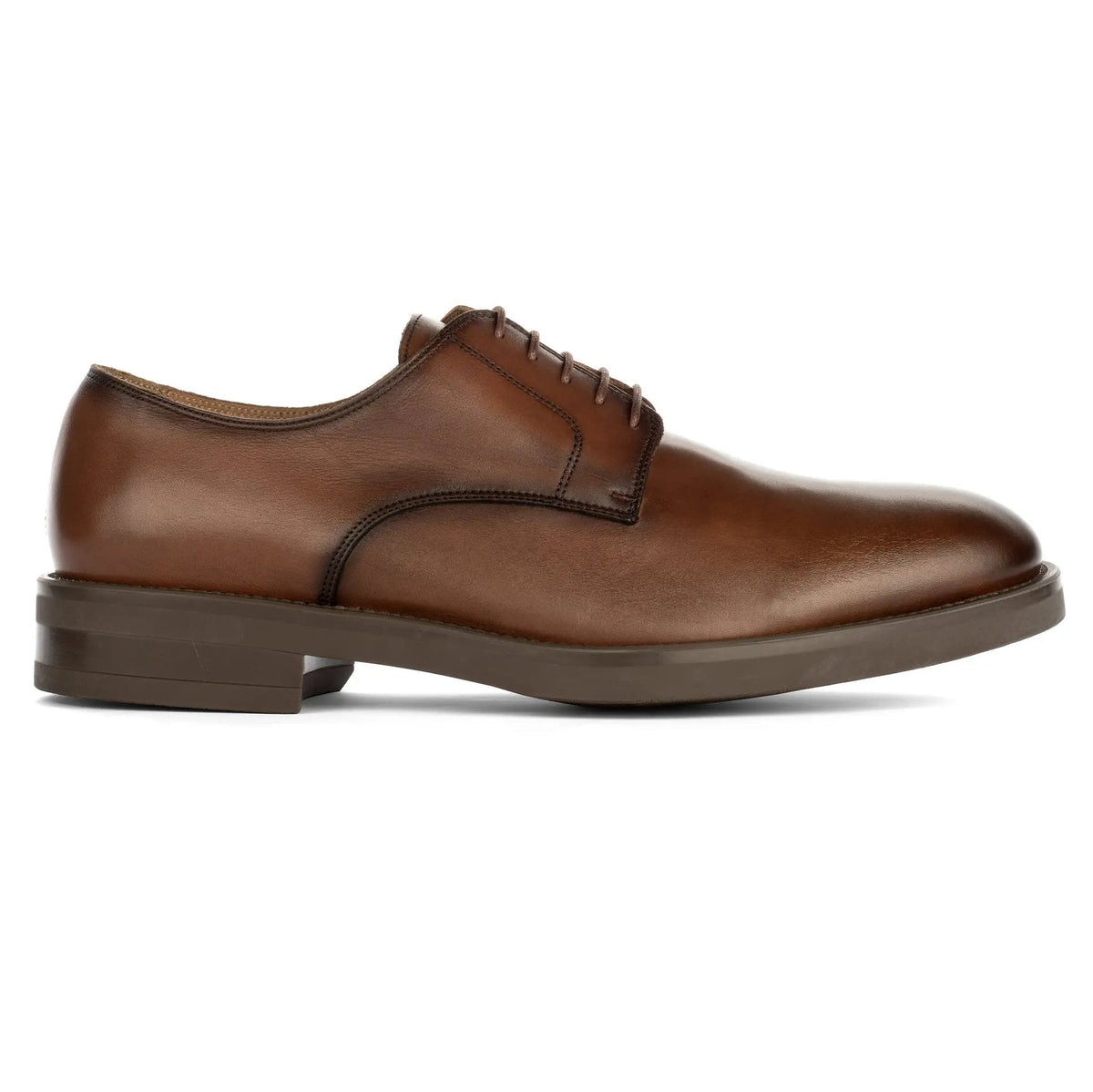 To Boot New York Dustin Brown Leather Plain Toe Lace-Up Oxford