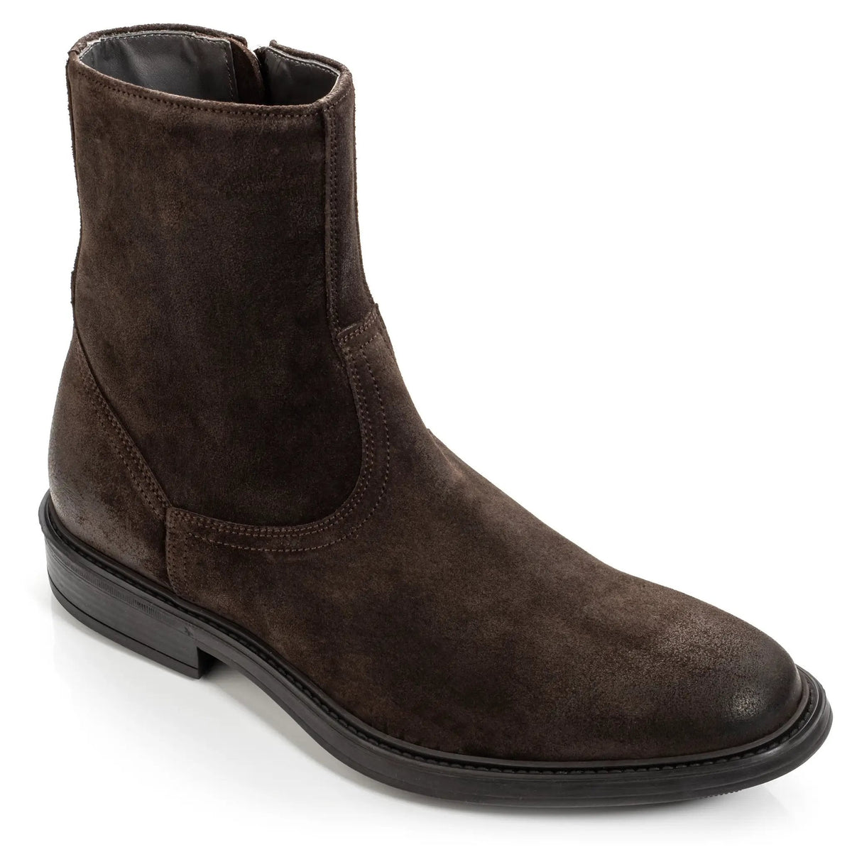 To Boot New York Muller Dark Brown Waxed Suede Plain Toe Zip Boot