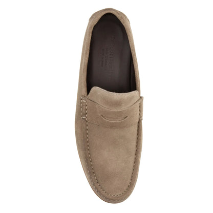 To Boot New York Dylan Taupe Suede Slip-On Penny Loafer
