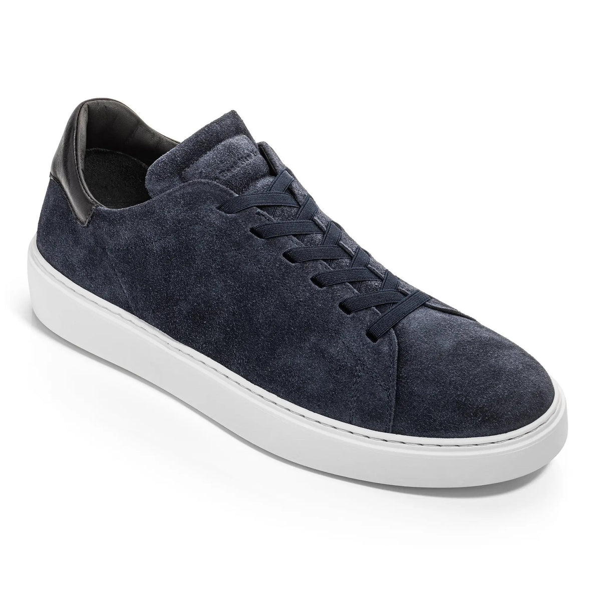 To Boot New York James Blue Suede Stretch Lace Luxury Low-Top Sneaker