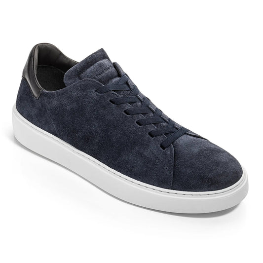 To Boot New York James Blue Suede Stretch Lace Luxury Low-Top Sneaker