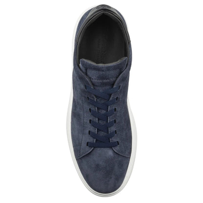 To Boot New York James Blue Suede Stretch Lace Luxury Low-Top Sneaker