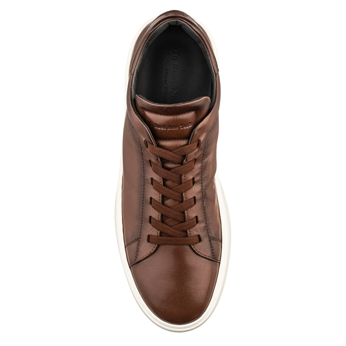 To Boot New York James Burnished Brown Calf Stretch Lace Luxury Low-Top Sneaker