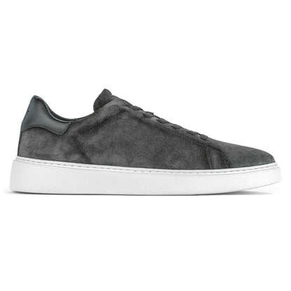 To Boot New York James Grey Aero Suede Stretch Lace Luxury Low-Top Sneaker