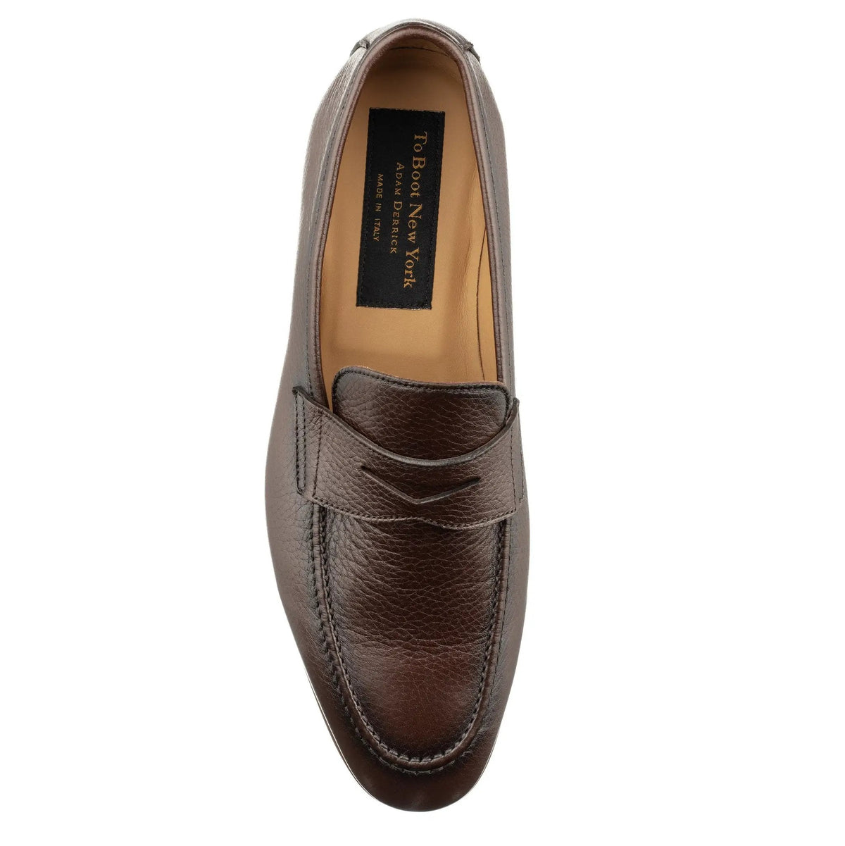 To Boot New York Merritt Dark Brown Deerskin Leather Penny Loafer Slip-On