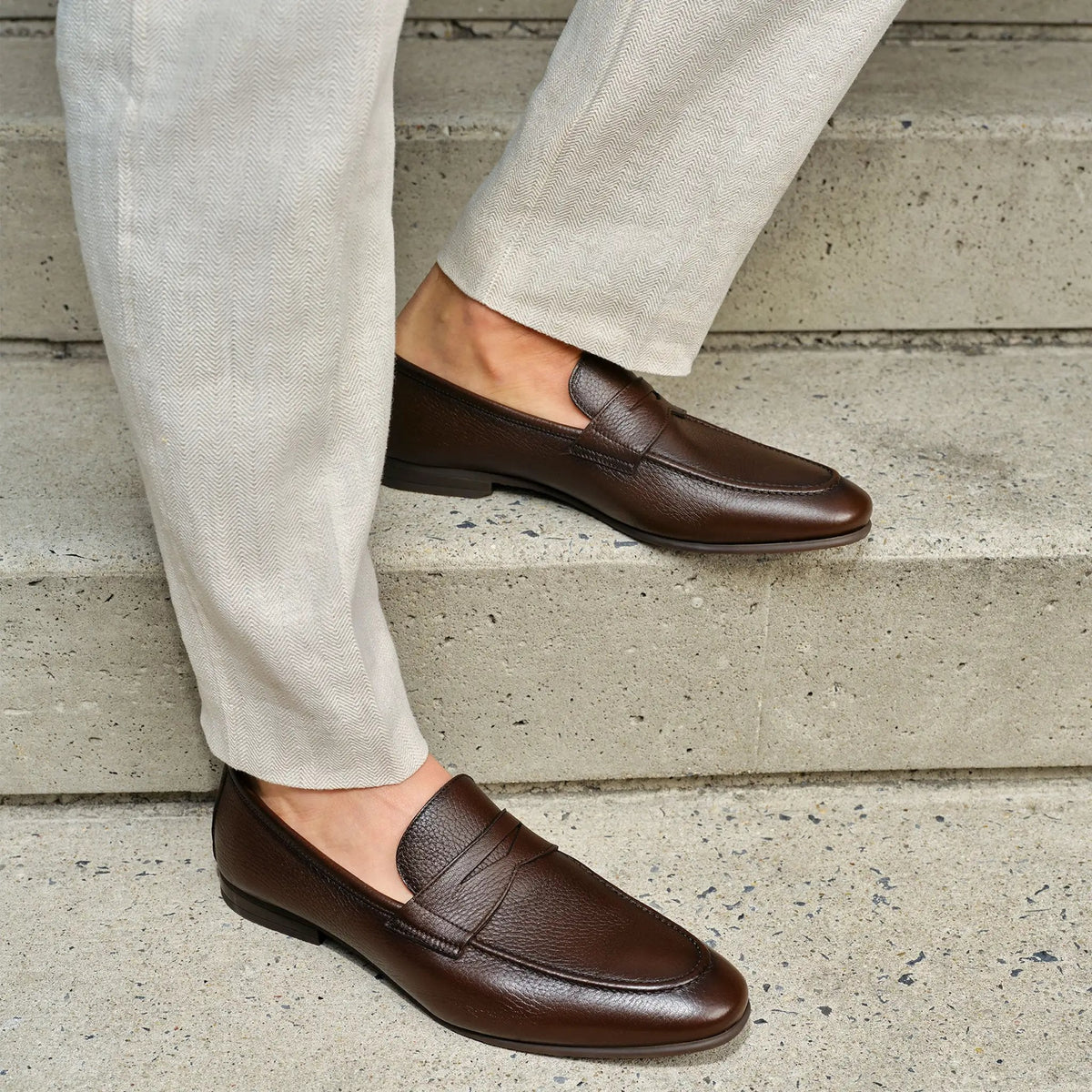 To Boot New York Merritt Dark Brown Deerskin Leather Penny Loafer Slip-On