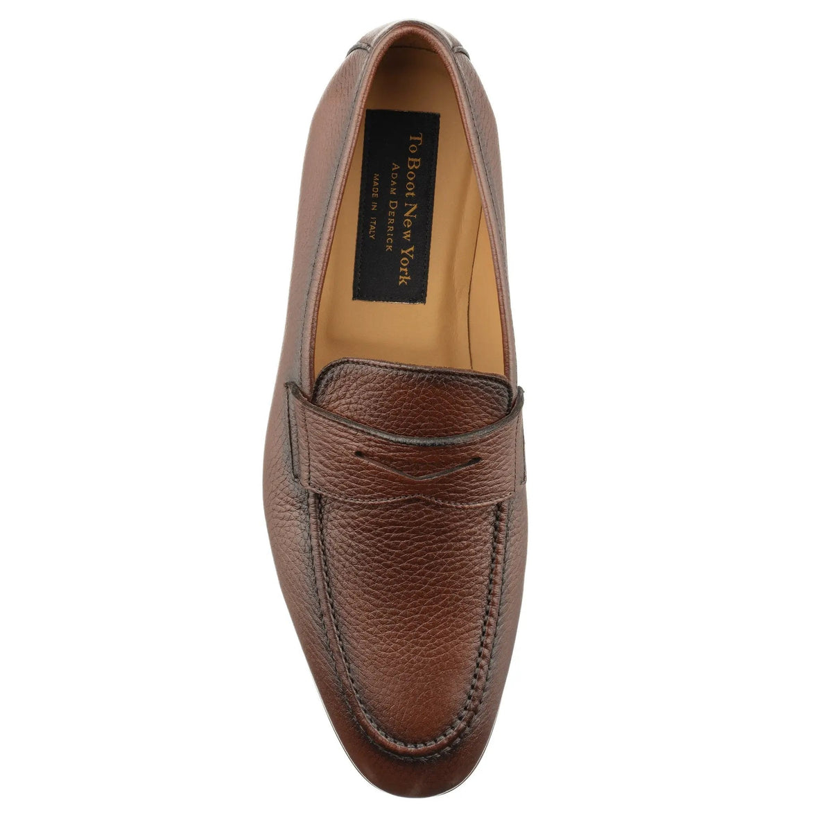 To Boot New York Merritt Brown Deerskin Leather Penny Loafer Slip-On