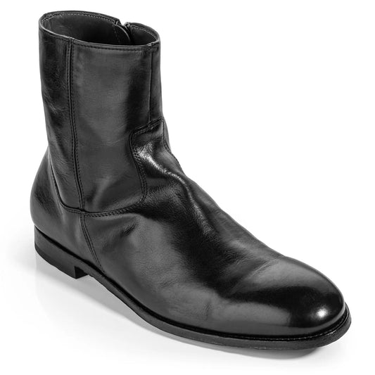 To Boot New York Nils Black Calf Leather Plain Toe Zip Boot