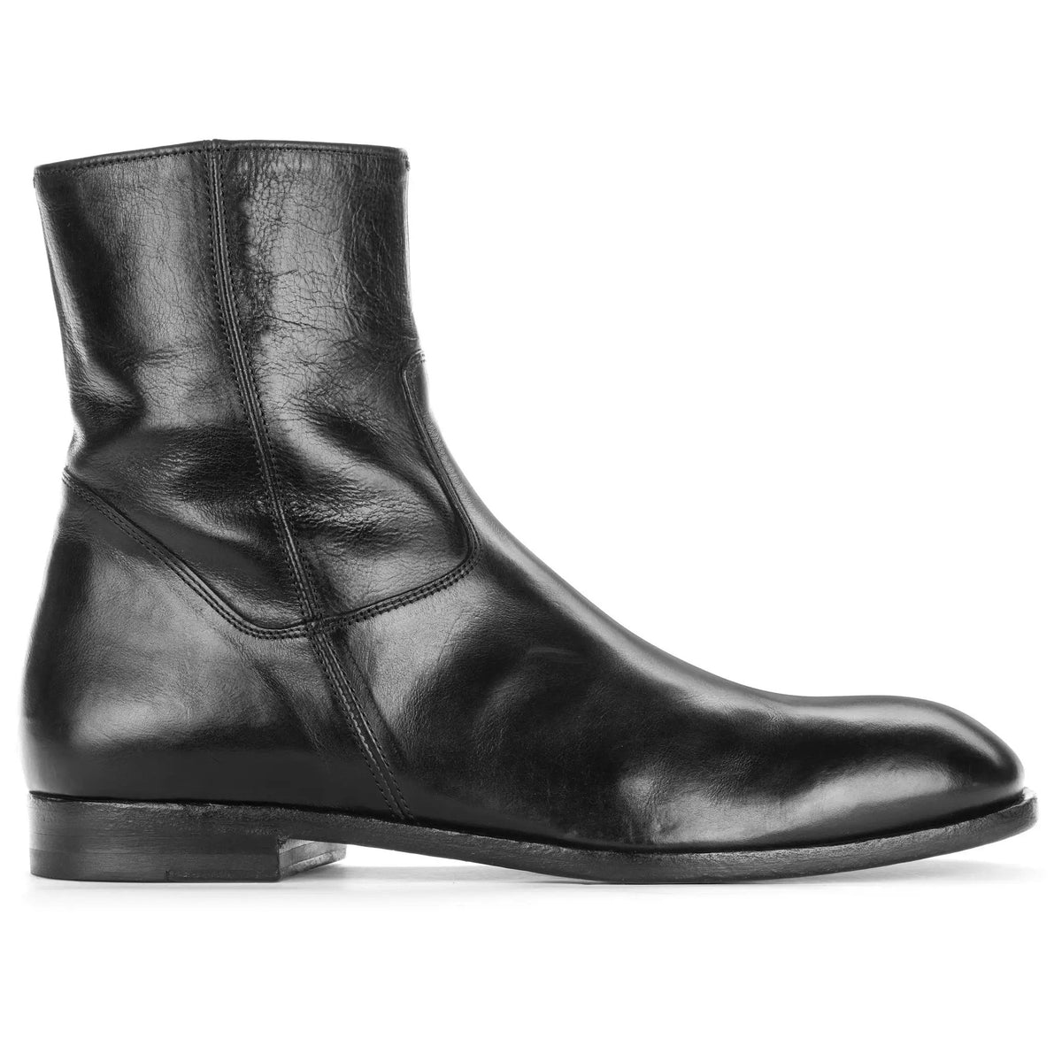 To Boot New York Nils Black Calf Leather Plain Toe Zip Boot