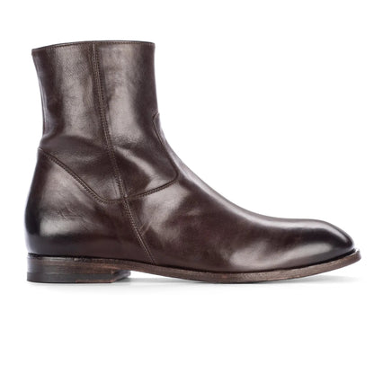To Boot New York Nils Dark Brown Calf Leather Plain Toe Zip Boot