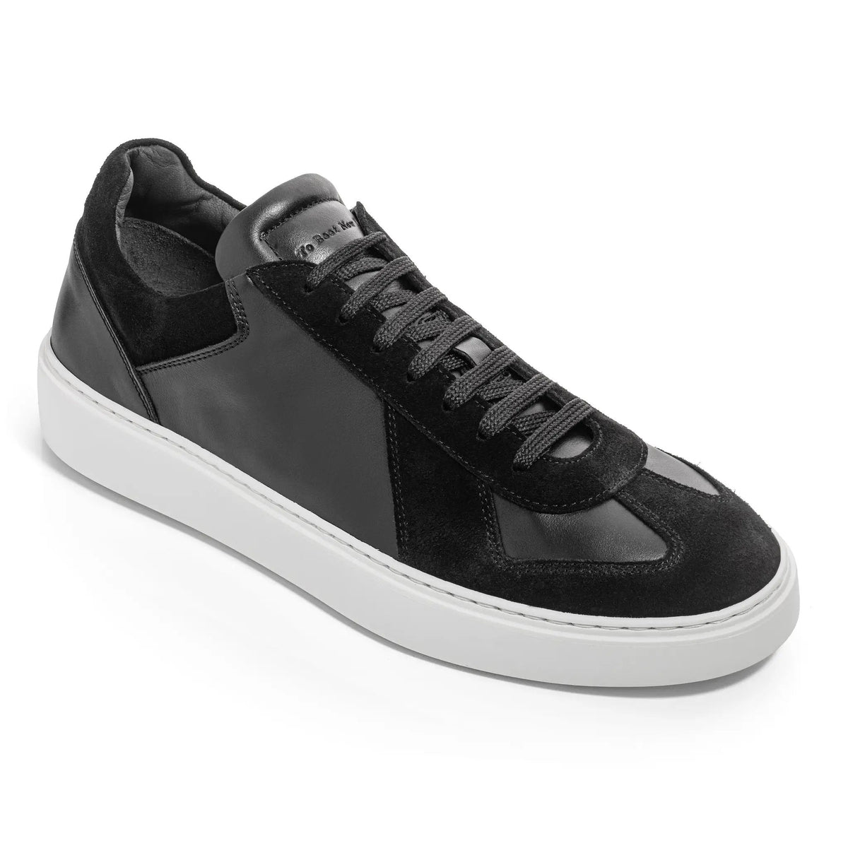 To Boot New York Oakmont Black Leather & Suede Luxury Low-Top Sneakers